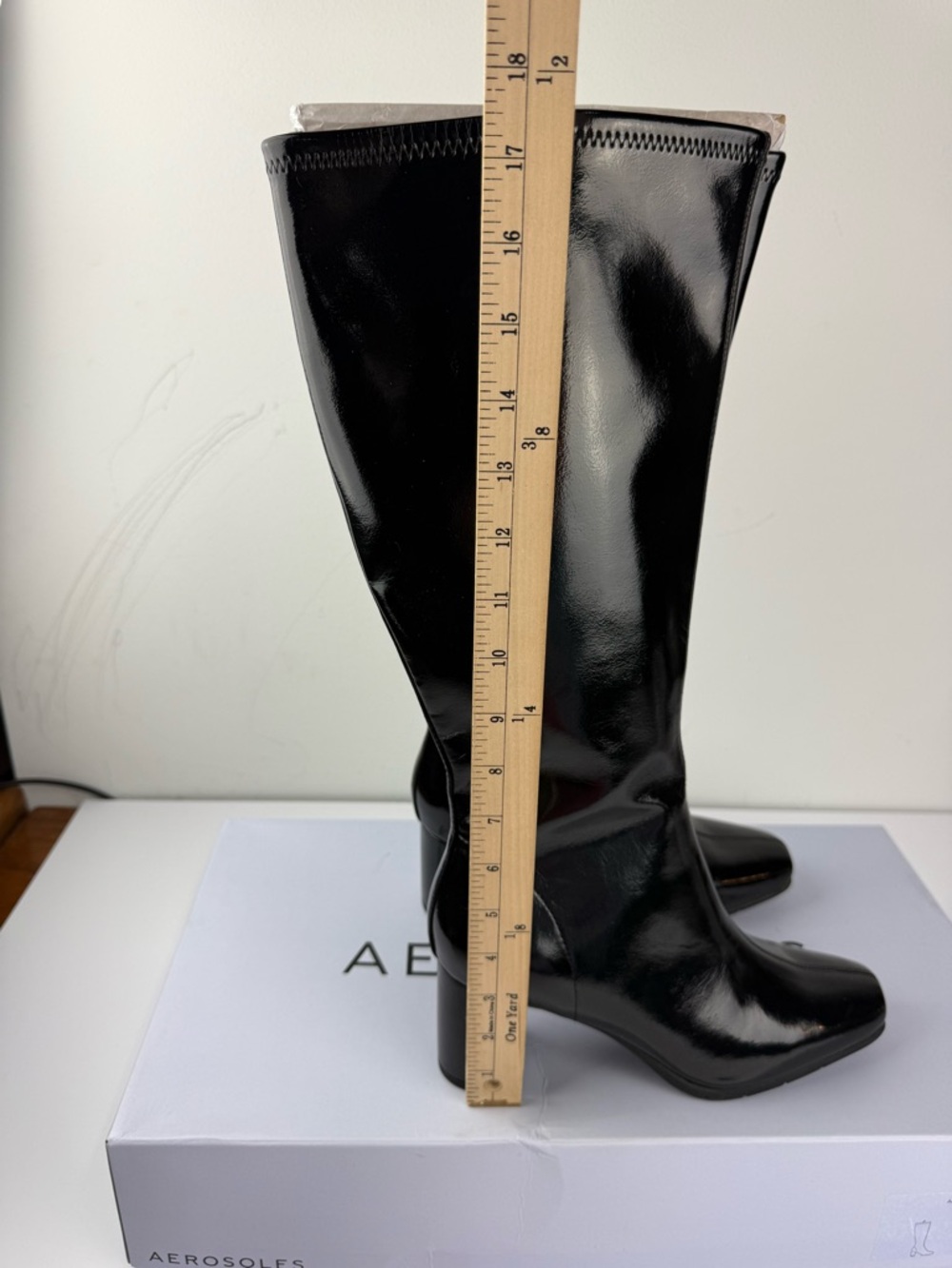 NEW Woman's Boots Aerosoles Micah Boot Black Size 8W Patent Leather - Picture 2 of 6